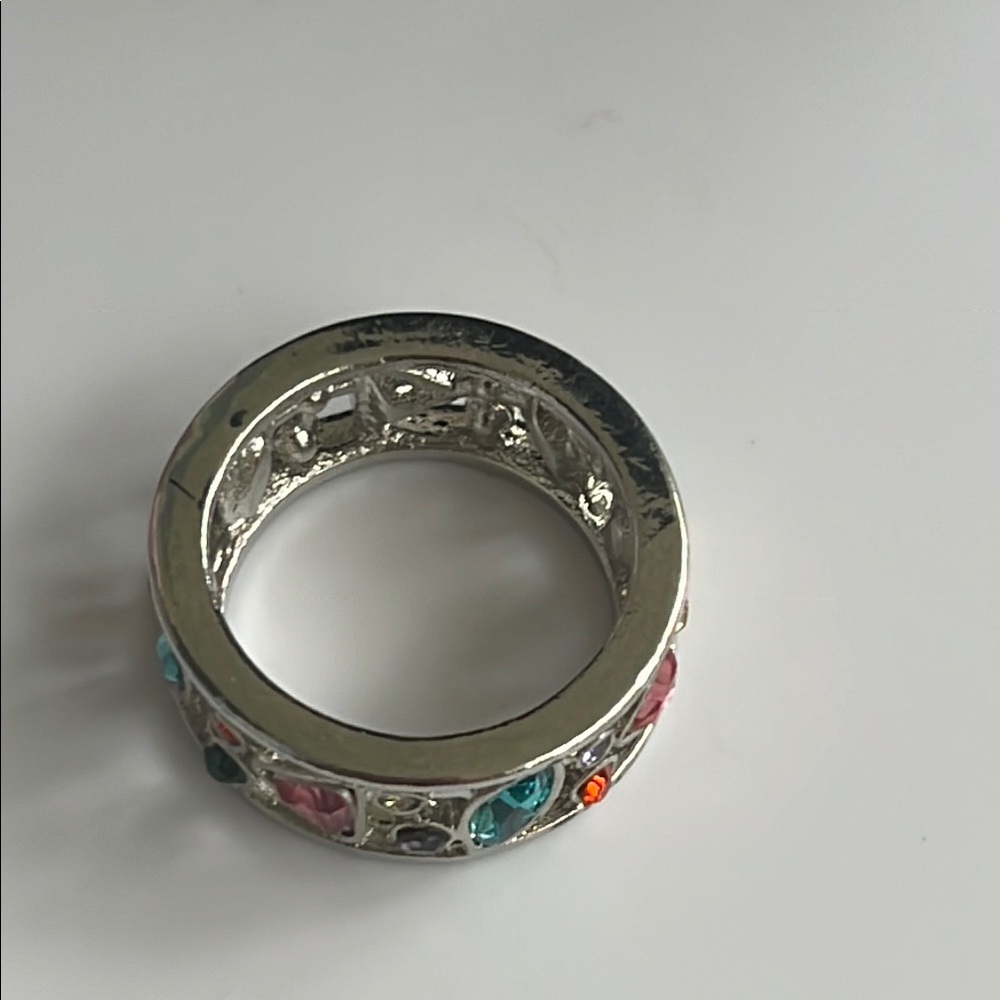 Colorful Multi Gemstone Silver Ring - Picture 3 of 3